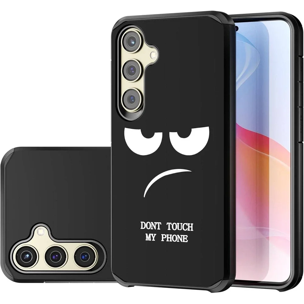 Samsung Galaxy S24+ S25+ Case Dont Touch My‎ Phone Grumpy Face Black Matte Cover